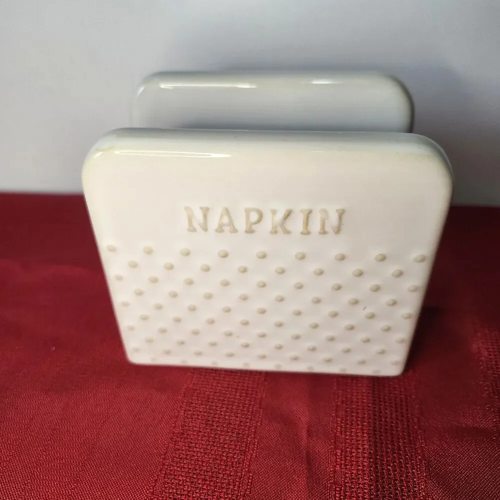 Better Homes & Gardens White Stoneware Ceramic Napkin Holder Dot Farmhouse